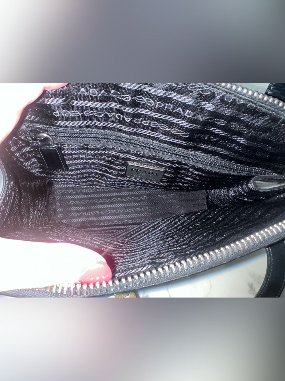 90s Vintage Prada Spazzolato bag In Black Noir CBK Carolyn Bessette Kennedy - Picture 9 of 12
